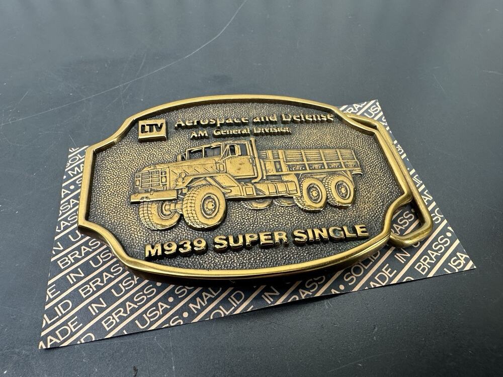 AM General Aerospace & Defense M939 Super Single Solid Brass Vintage Belt Buckle